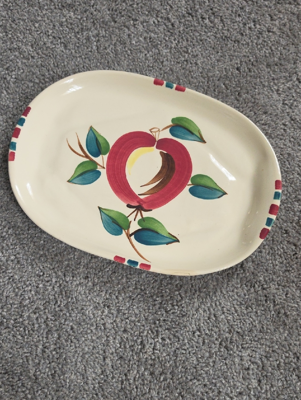 Puritan Slipware Hand-Painted Cream Ceramic Serving Platter
